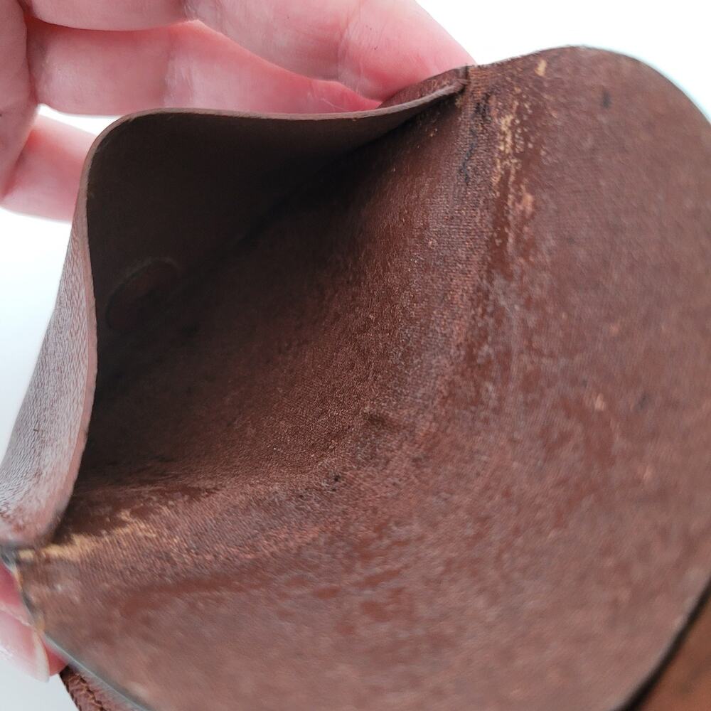 Louis Vuitton Vintage Mini Coin Holder Wallet Small Brown Horseshoe Bifold Logo - Picture 9 of 15